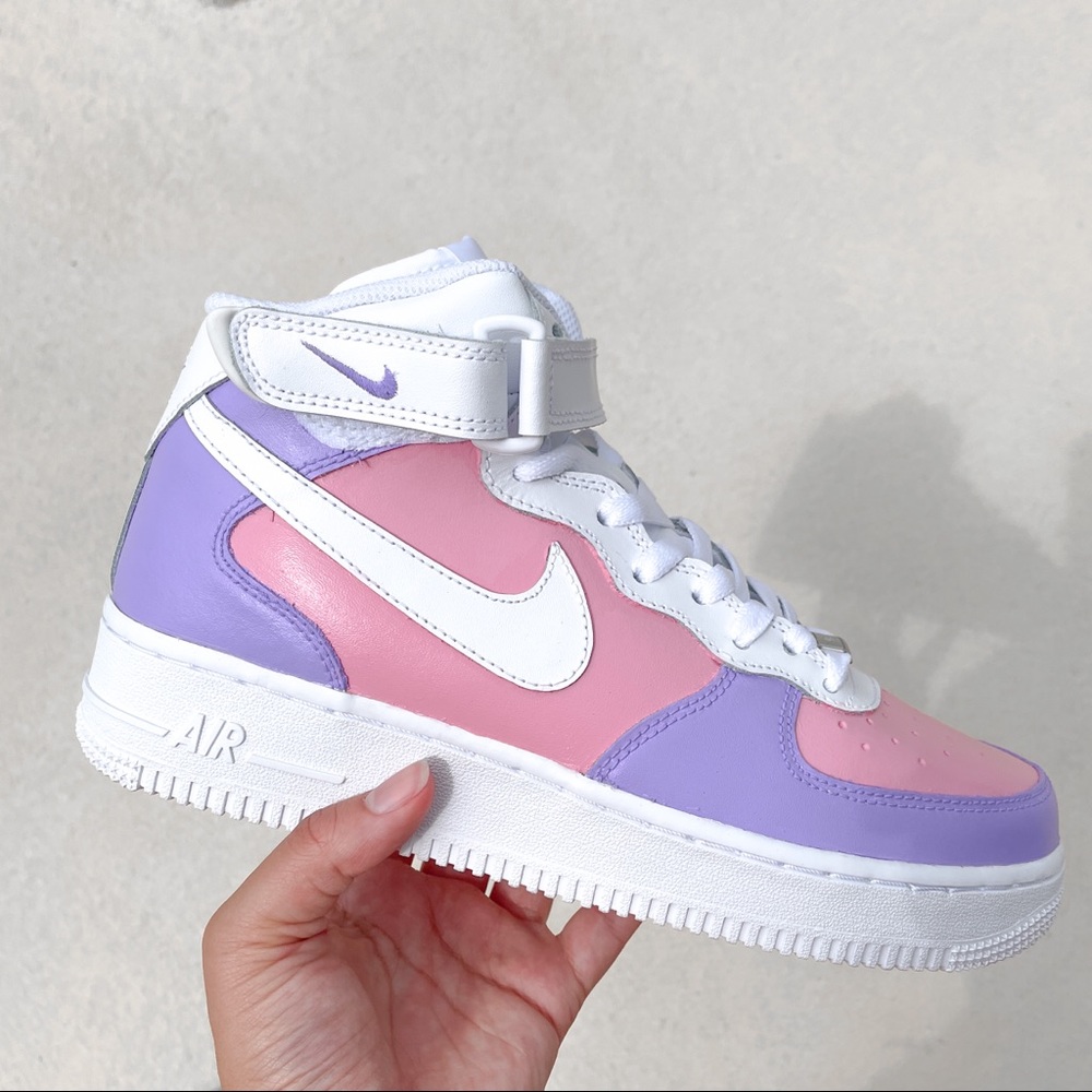 Nike Air Force 1 Pink and Purple Sorbet Custom - Picture 1 of 7